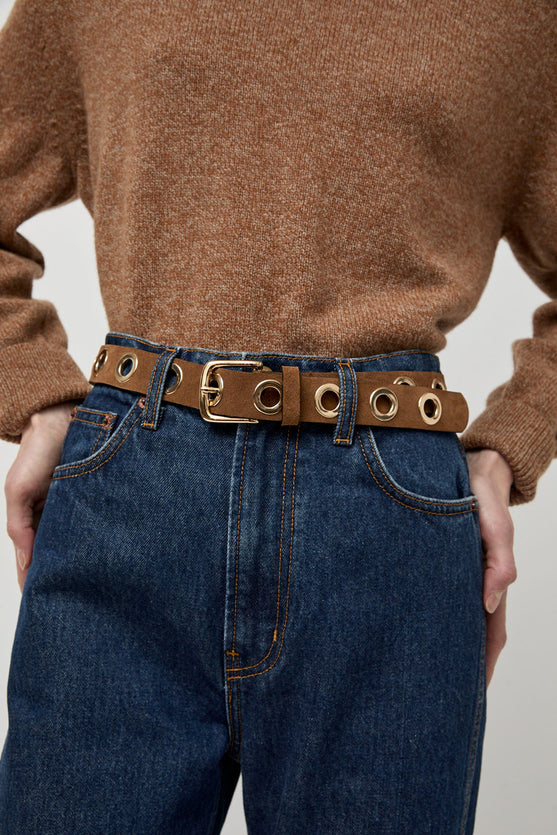 Herbert Frere Soeur La Grande Keller Velours Belt in Tobacco