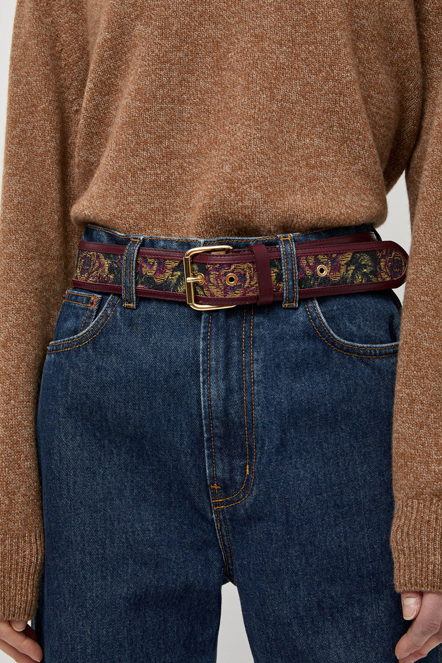 Herbert Frere Soeur La Hydra Chic Belt in Kanin and Bordeaux