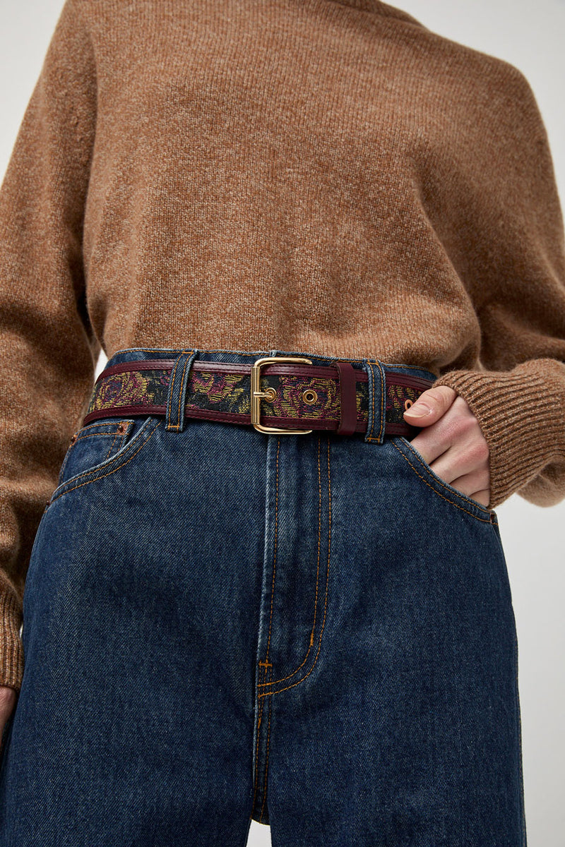 Herbert Frere Soeur La Hydra Chic Belt in Kanin and Bordeaux