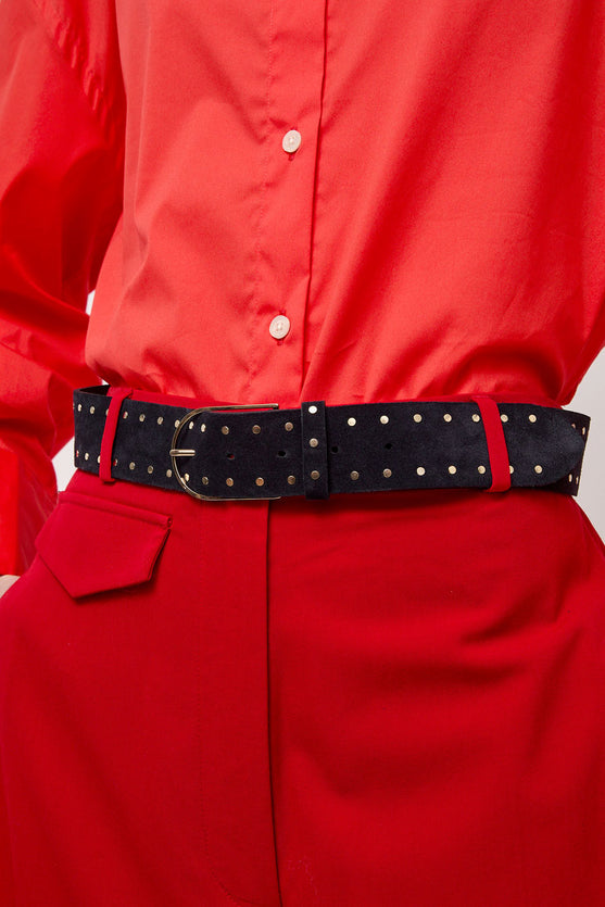 Herbert Frere Soeur La Smala Velours Belt in Bleu Universe