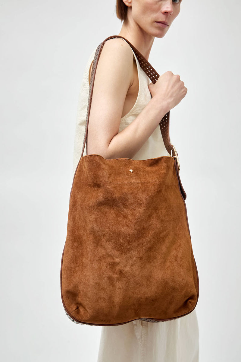 Herbert Frere Soeur Le Enzo Cran Velours Bag in Nutella and Castagna