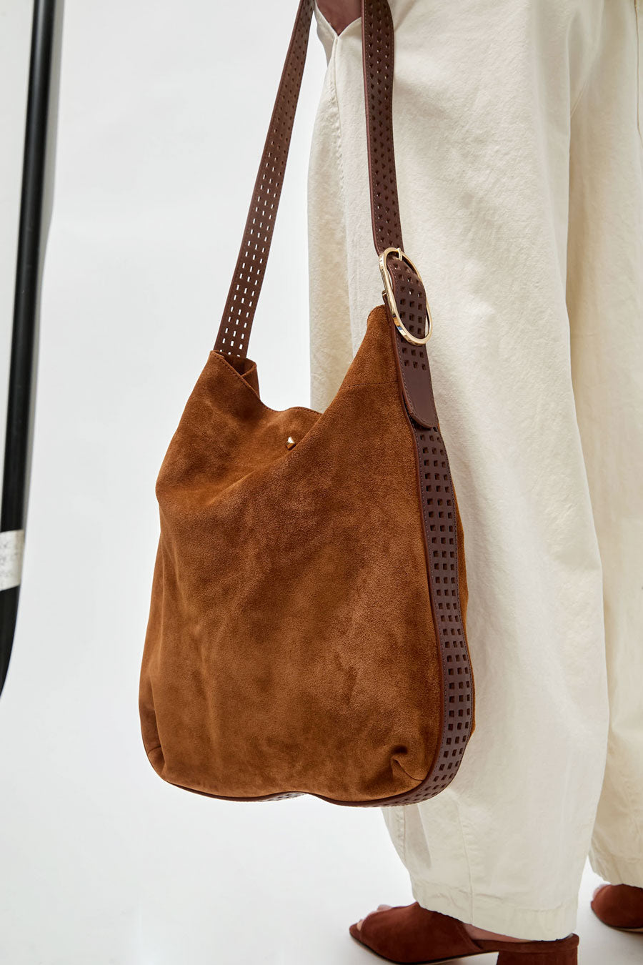 Herbert Frere Soeur Le Enzo Cran Velours Bag in Nutella and Castagna
