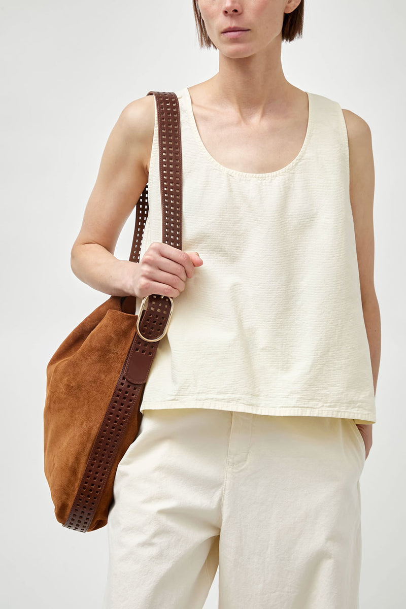 Herbert Frere Soeur Le Enzo Cran Velours Bag in Nutella and Castagna