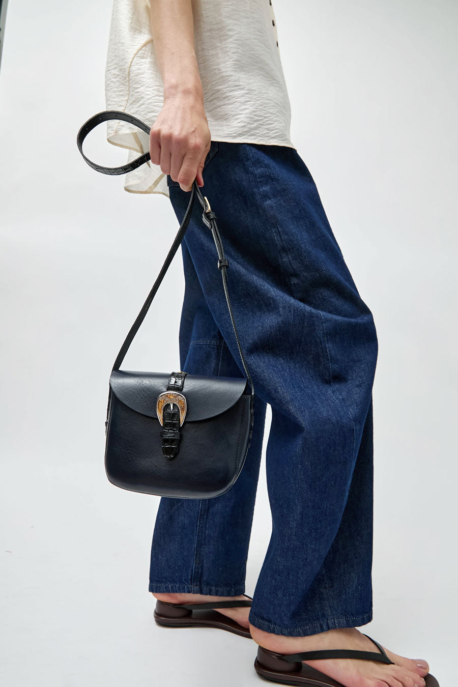 Herbert Frere Soeur Le Sab June Boston Bag in Marine and Sirio Noir