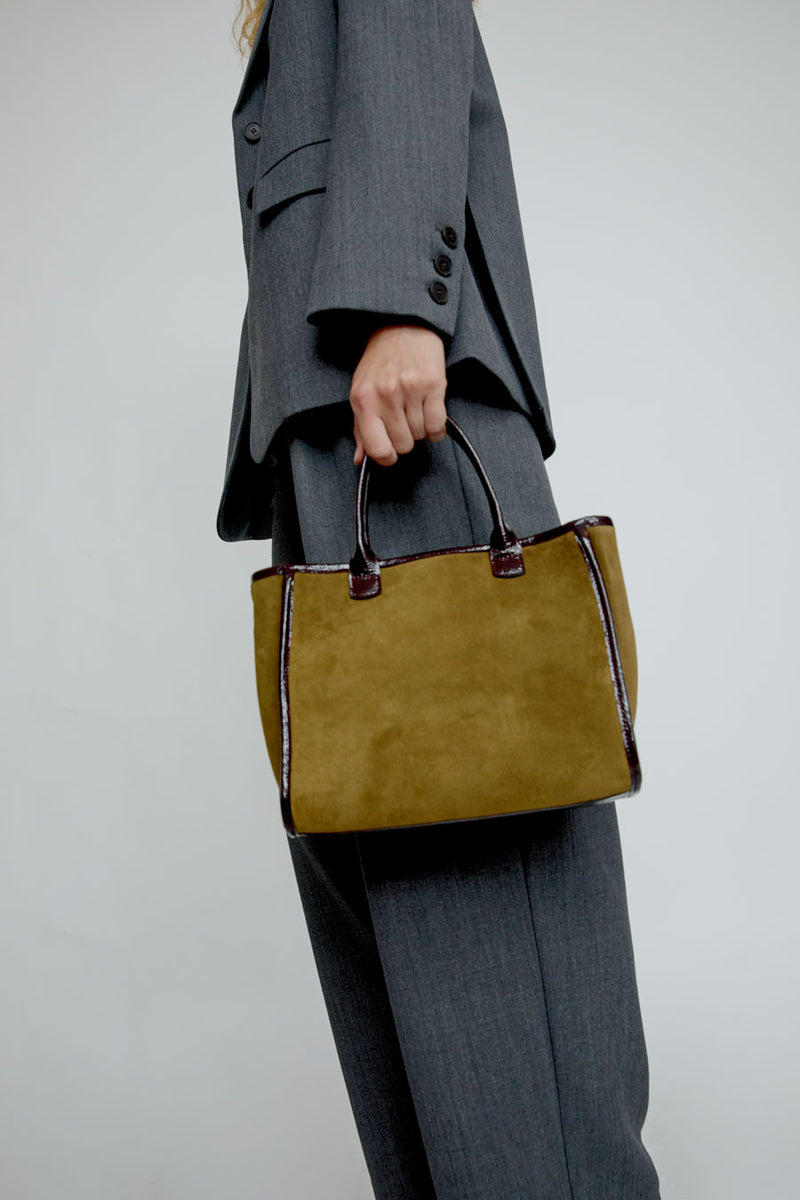 Herbert Frere Soeur Le Toon Velours Fluffy Bag in Bronze and Crispy Cerise Noir