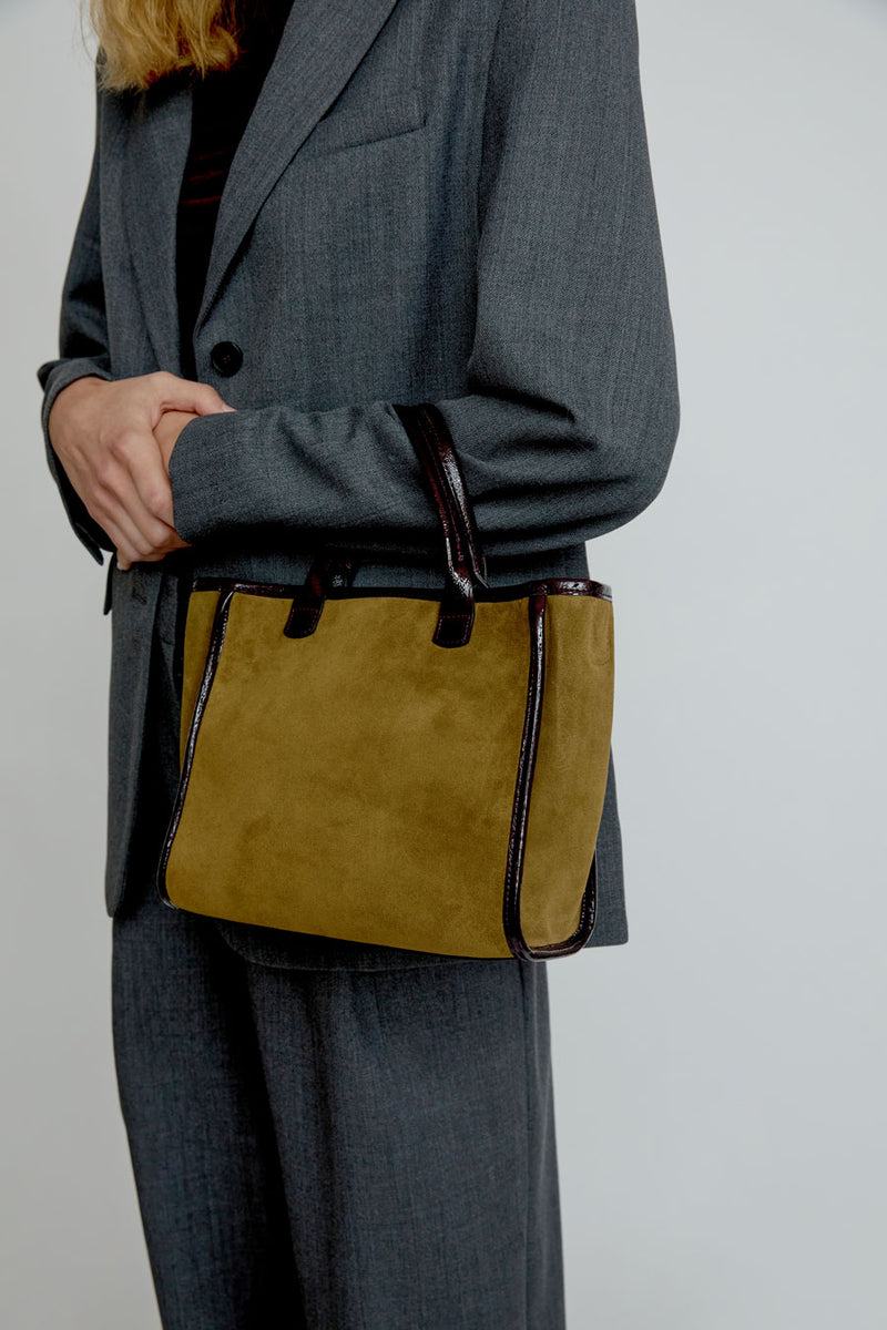 Herbert Frere Soeur Le Toon Velours Fluffy Bag in Bronze and Crispy Cerise Noir