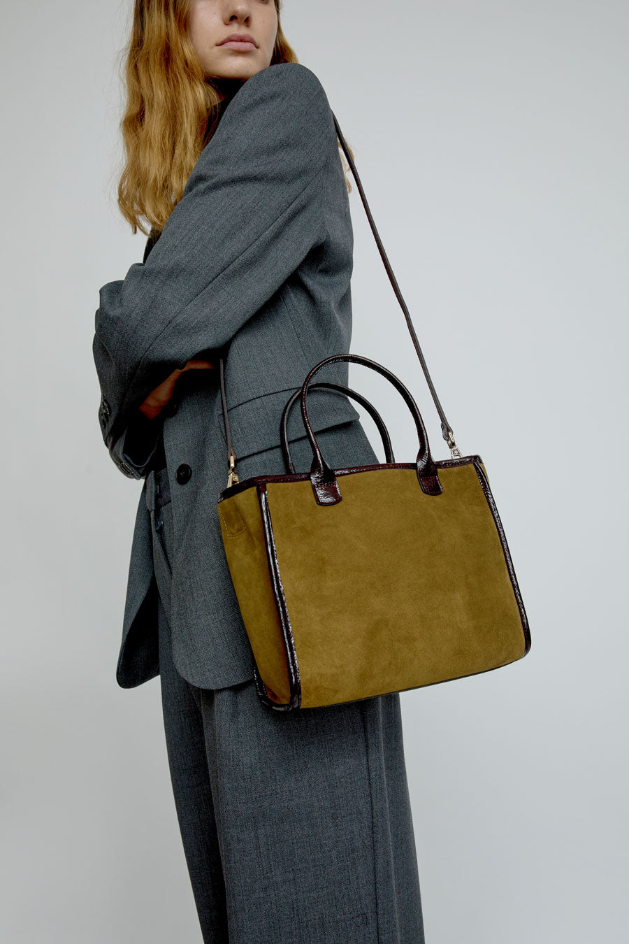 Herbert Frere Soeur Le Toon Velours Fluffy Bag in Bronze and Crispy Cerise Noir