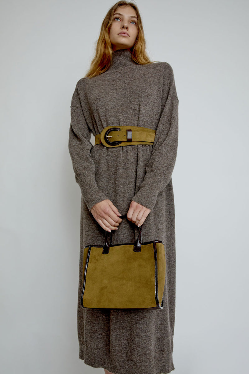 Herbert Frere Soeur Le Toon Velours Fluffy Bag in Bronze and Crispy Cerise Noir