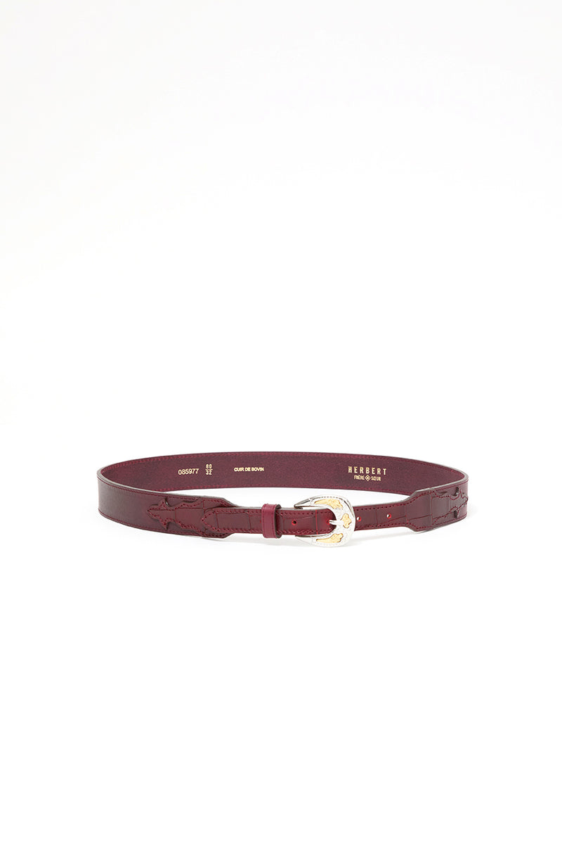 Herbert Frere Soeur Le Boston Belt in Croco Bordeaux