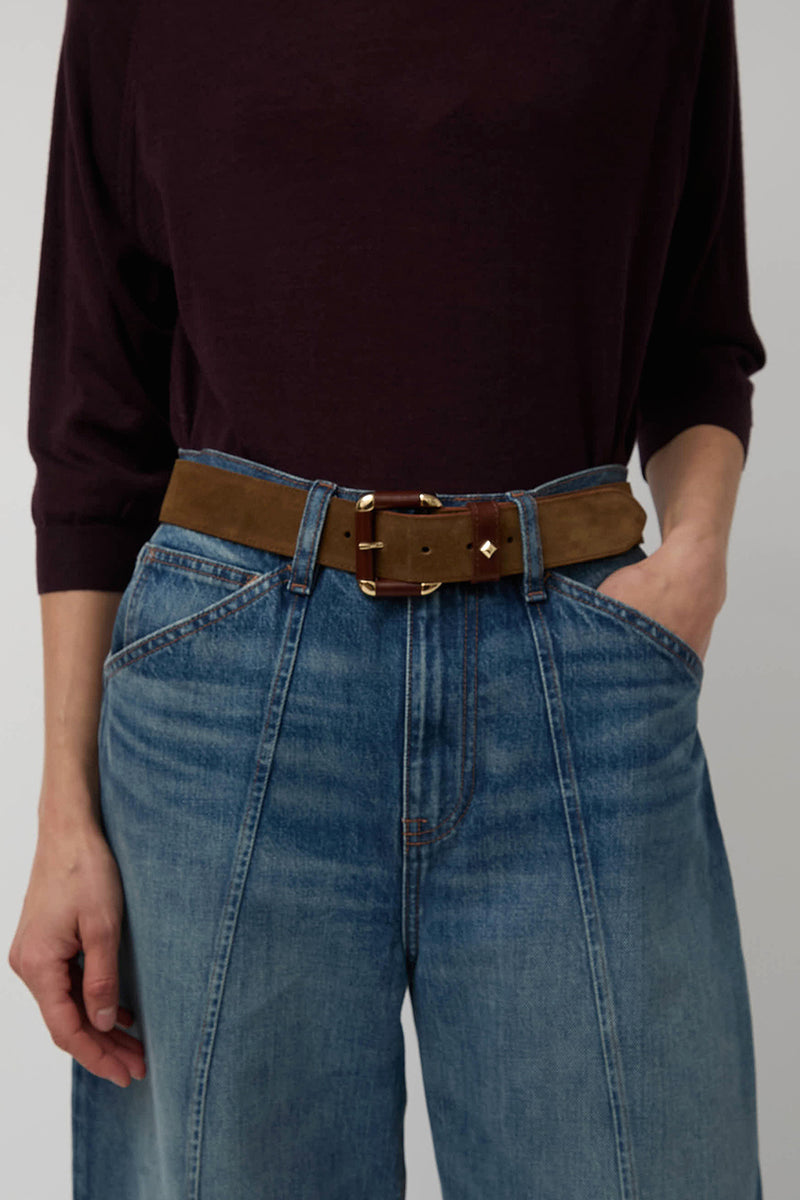 Herbert Frere Soeur La Coulomb Velours Belt in Tobacco and Nutella
