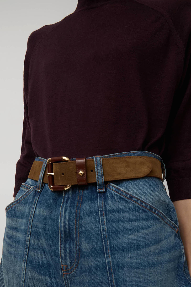 Herbert Frere Soeur La Coulomb Velours Belt in Tobacco and Nutella