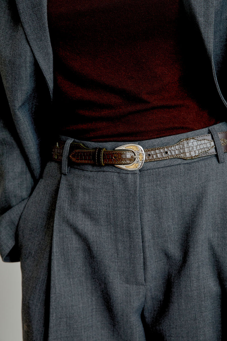 Herbert Frere Soeur Le Boston Belt in Choco and Batiste Kaki