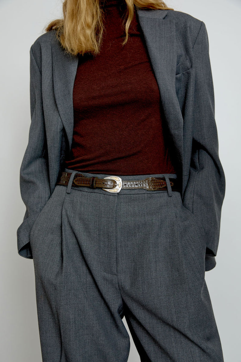 Herbert Frere Soeur Le Boston Belt in Choco and Batiste Kaki