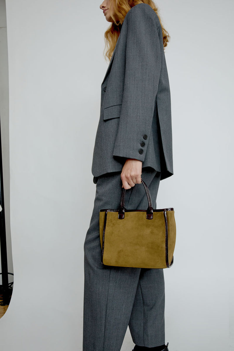 Herbert Frere Soeur Le Toon Velours Fluffy Bag in Bronze and Crispy Cerise Noir