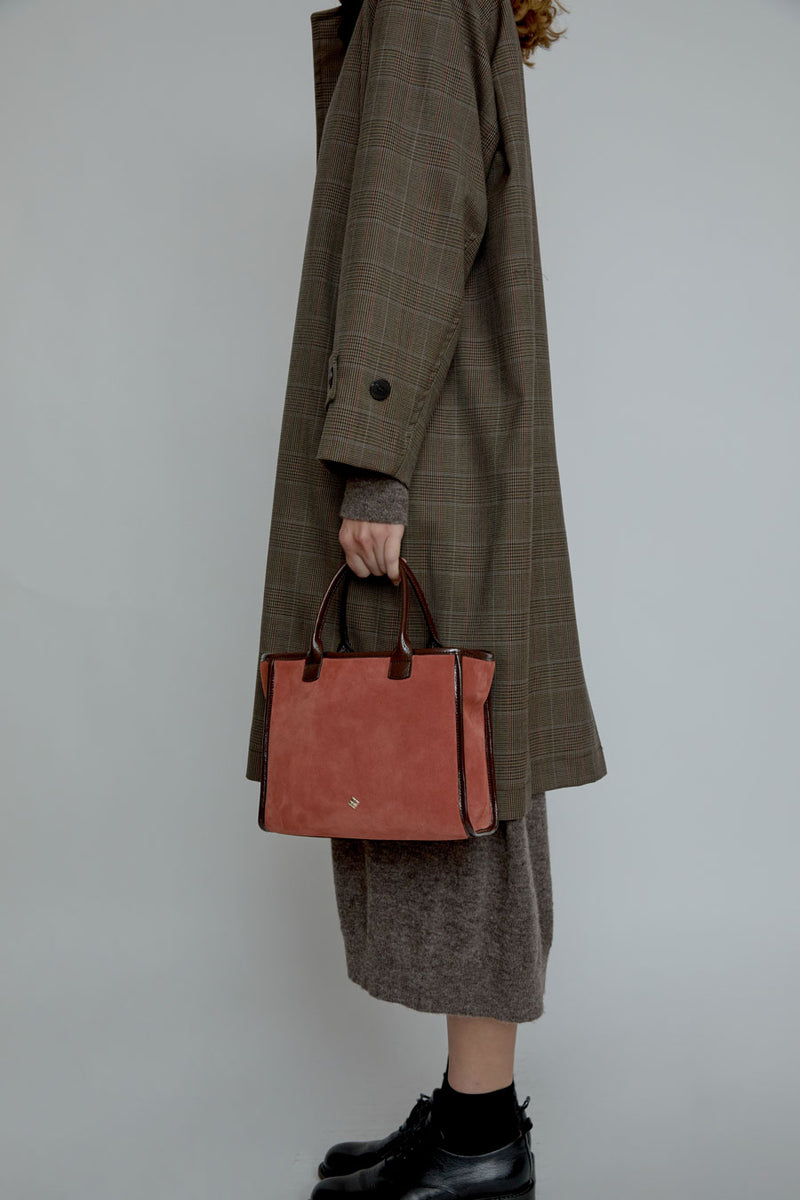 Herbert Frere Soeur Le Toon Velours Fluffy Bag in Rust and Crispy Café