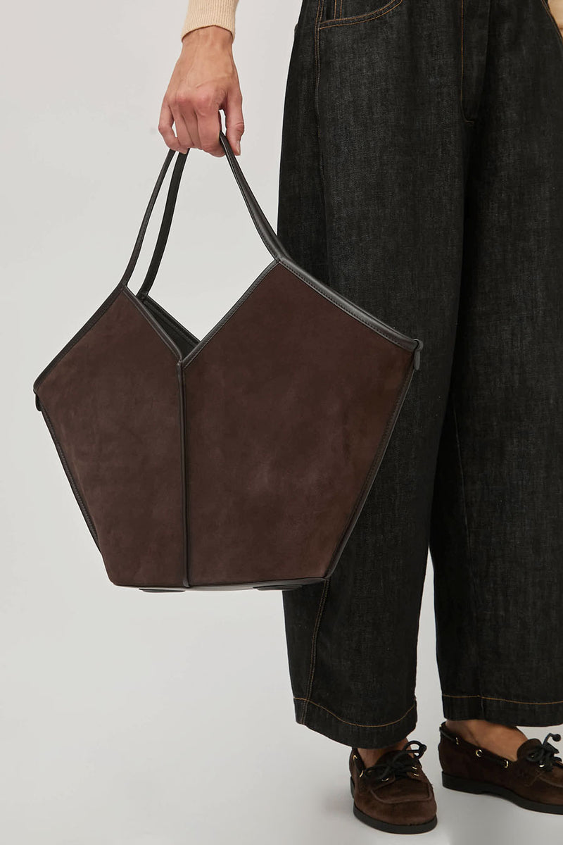 Hereu Calella Suede Bag in Dark Brown