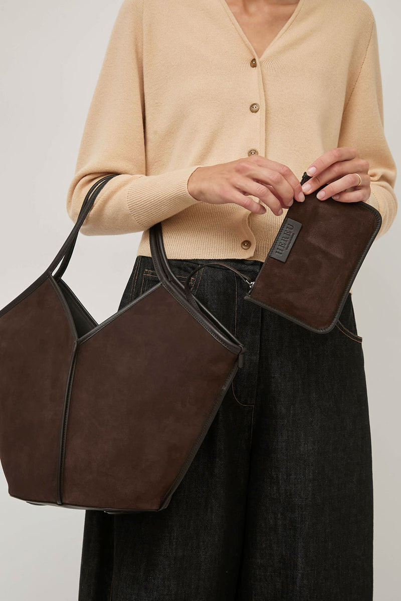 Hereu Calella Suede Bag in Dark Brown