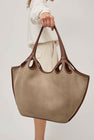 Hereu Escala Suede Bag in Grey and Chestnut