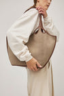 Hereu Escala Suede Bag in Grey and Chestnut