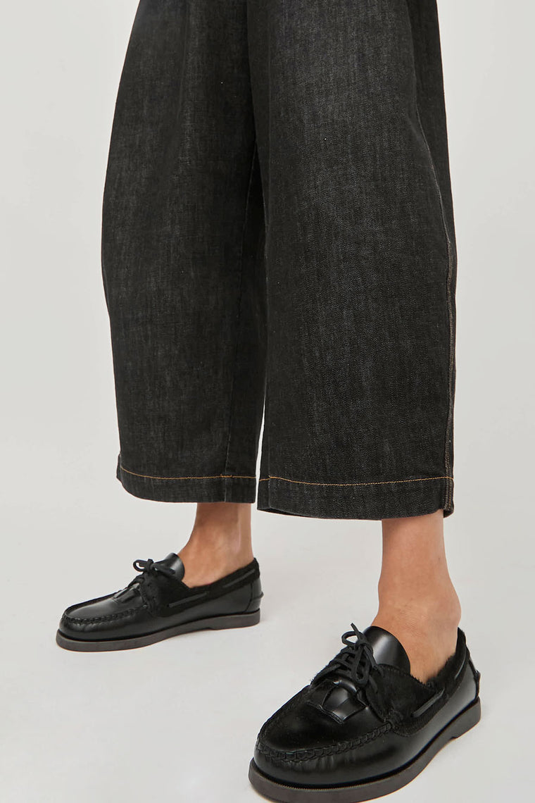 Hereu Saler Nautic Black Calf Hair and Leather Mix