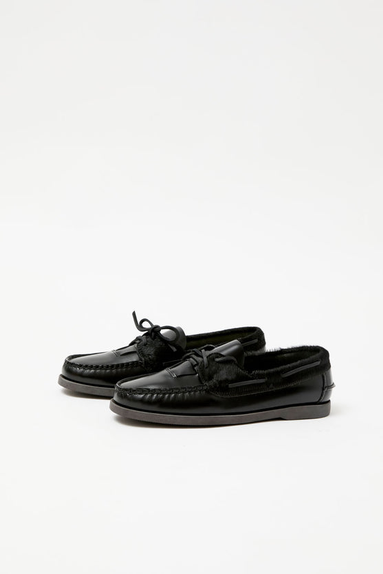 Hereu Saler Nautic Black Calf Hair and Leather Mix