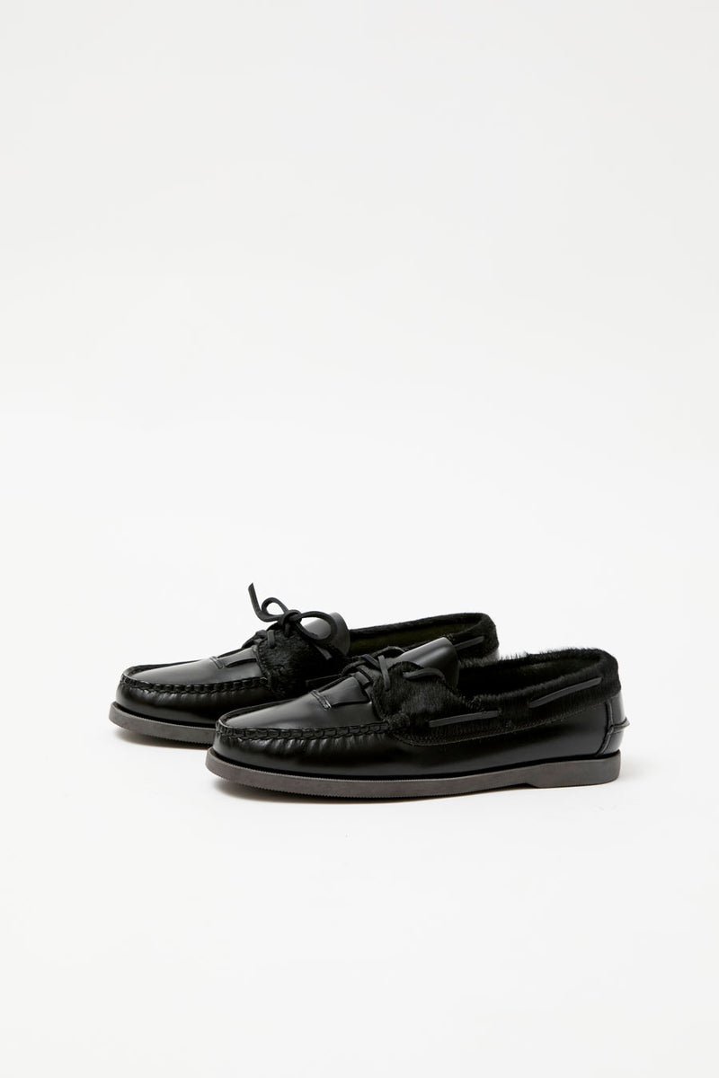 Hereu Saler Nautic Black Calf Hair and Leather Mix
