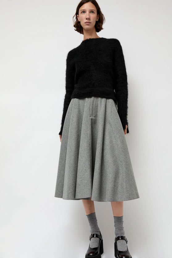 Highlight Studio Wool Mid Flared Skirt in Gray