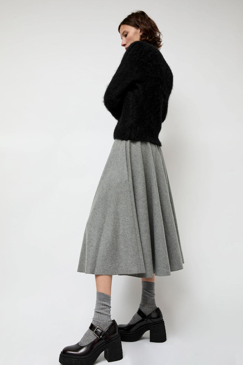 Highlight Studio Wool Mid Flared Skirt in Gray