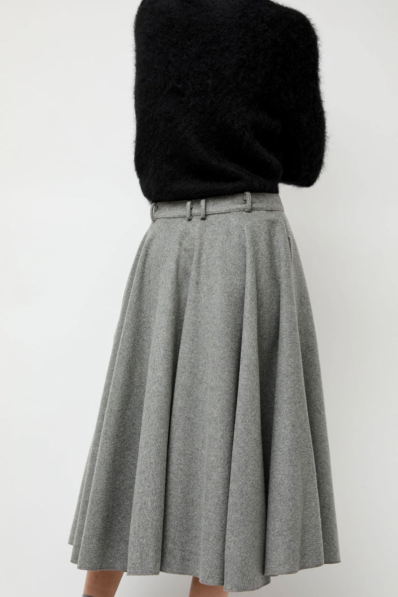 Highlight Studio Wool Mid Flared Skirt in Gray