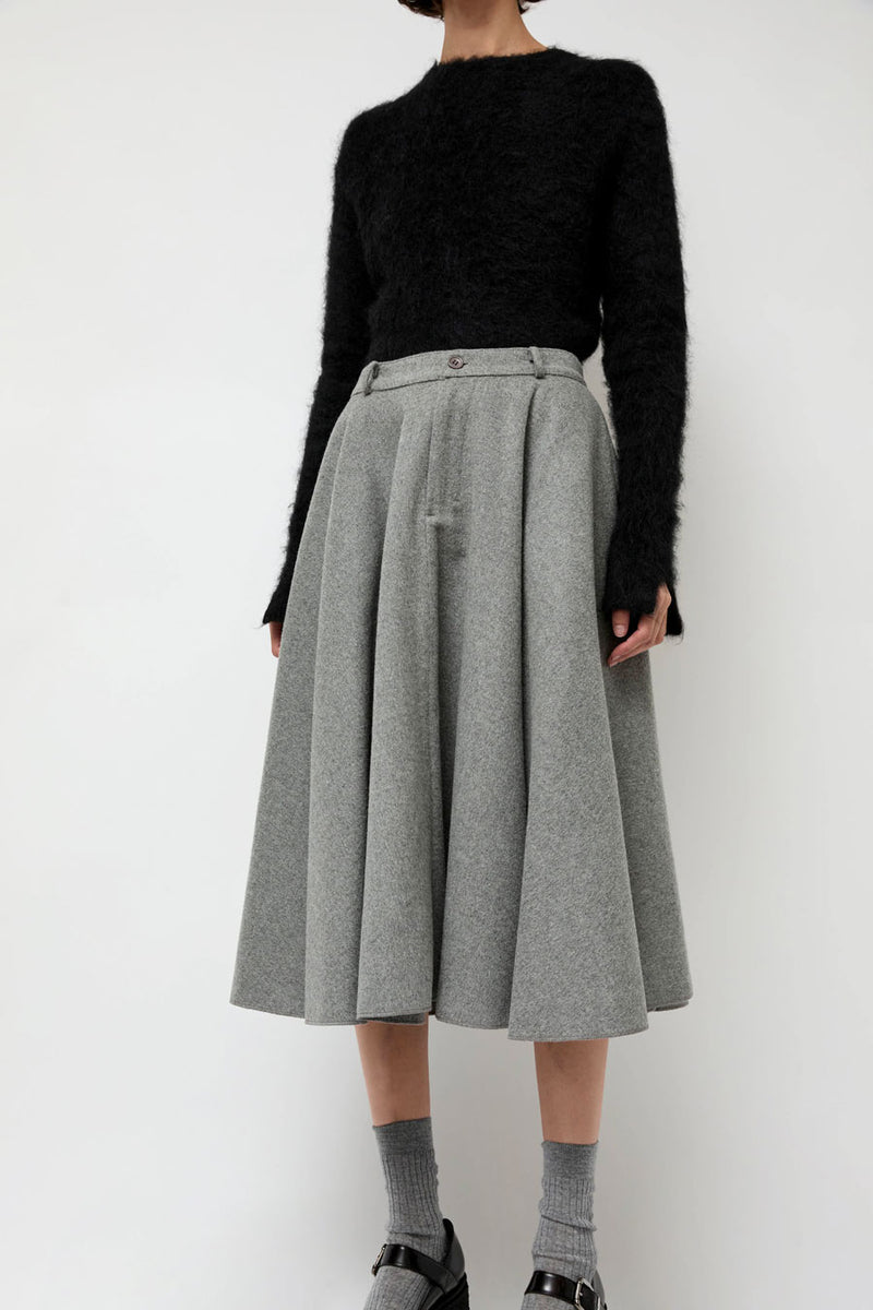 Highlight Studio Wool Mid Flared Skirt in Gray