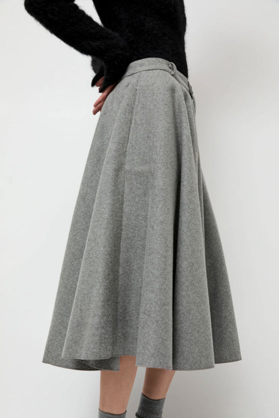 Highlight Studio Wool Mid Flared Skirt in Gray