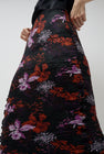 INSHADE Crimped Chiffon Maxi Skirt in Black and Orange Flowers