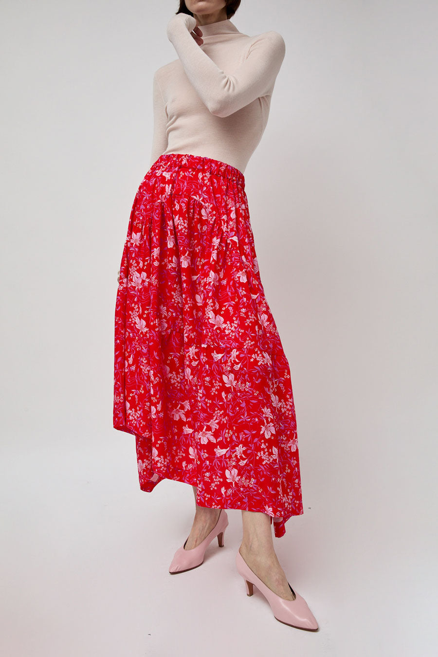 INSHADE Flared Skirt in Red Floral