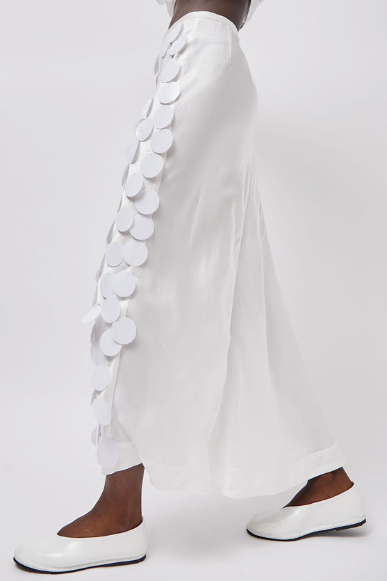 INSHADE Long Sequin Skirt in White