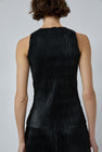 INSHADE Pleated Eco Leather Top in Black