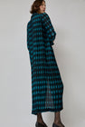 INSHADE Pleated Shirt Dress in Blue and Green Plaid