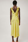 INSHADE V Neck Sequin Dress in Light Yellow Plaid