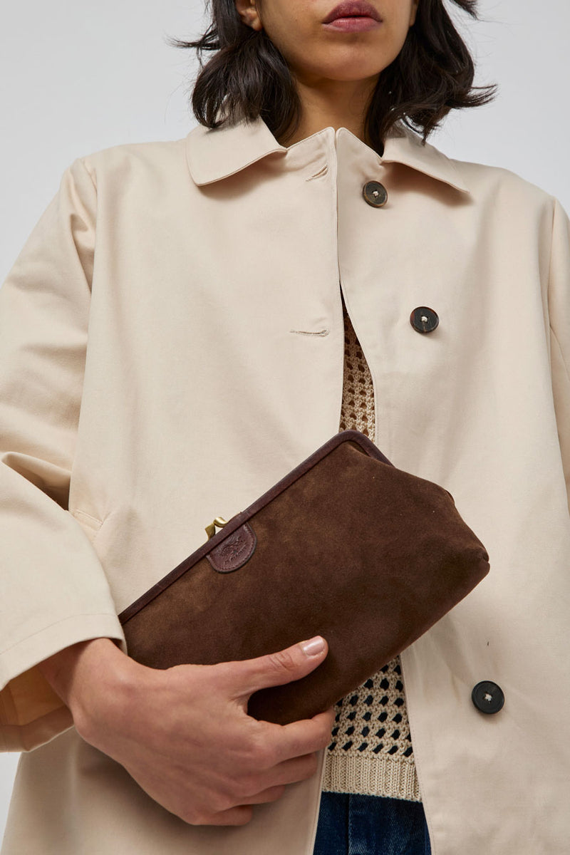 Il Bisonte Manuela Clutch in  Caffè Suede