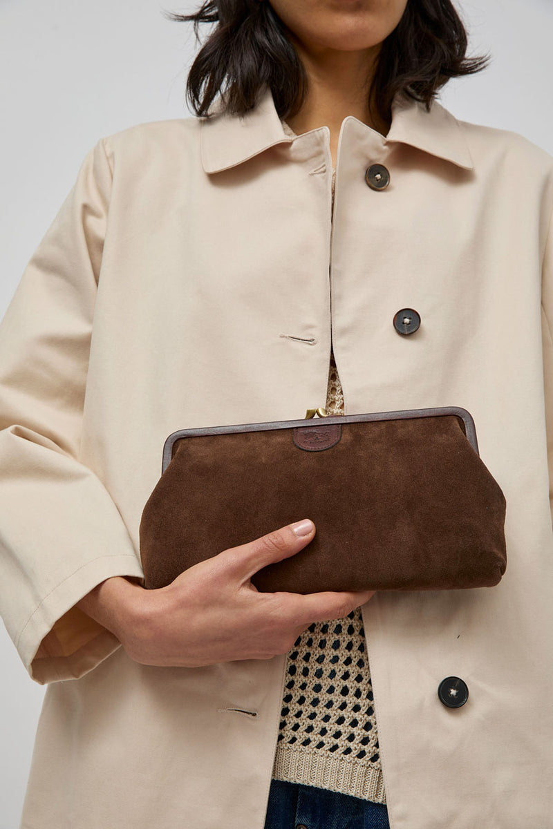 Il Bisonte Manuela Clutch in  Caffè Suede