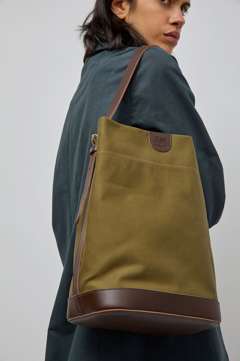 【smile】IL BISONTE ショルダーバッグ Caramella | Women's shoulder bag in fabric color green – Il Bisonte