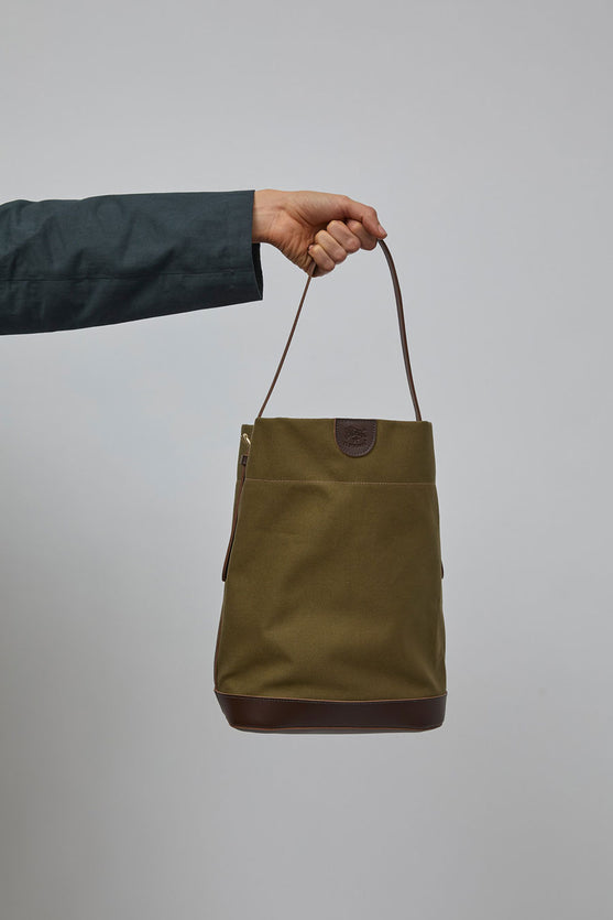 IL BISONTE　かごバック Caramella | Women's shoulder bag in fabric color green – Il Bisonte