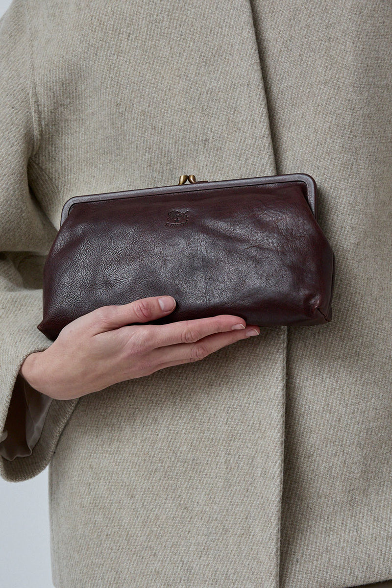 Il Bisonte Classic Clutch in Café