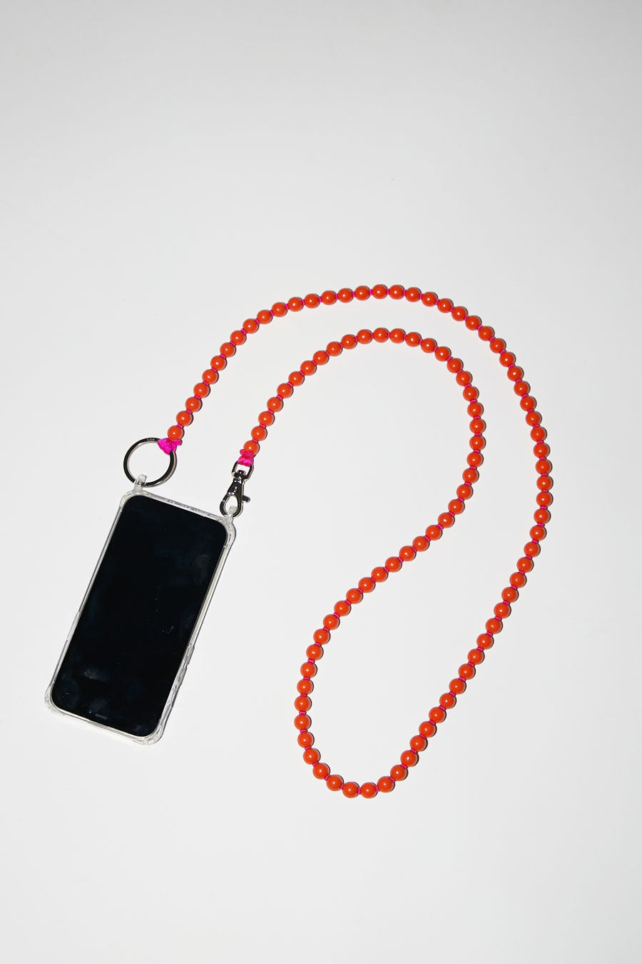Ina Seifart Handykette Iphone Necklace in Orange with Pink Thread