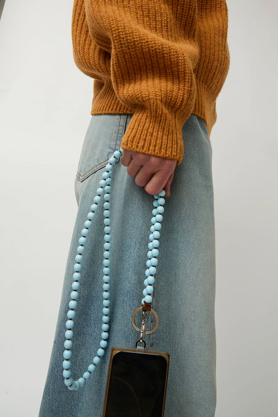 Ina Seifart Handykette Phone Necklace in Pastel Blue and Mocca