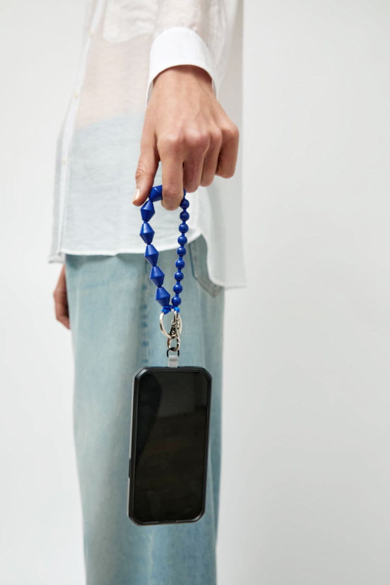 Ina Seifart Perlen Zickzack Short Keyholder and Phone Chain in Blue