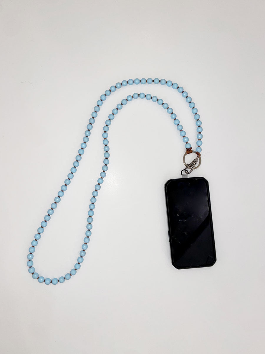 Ina Seifart Handykette Phone Necklace in Pastel Blue and Mocca