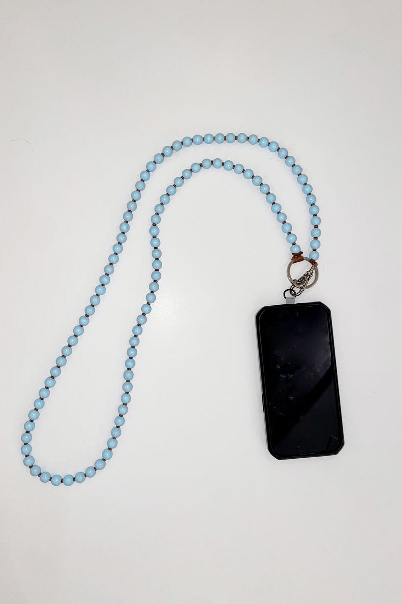 Ina Seifart Handykette Phone Necklace in Pastel Blue and Mocca