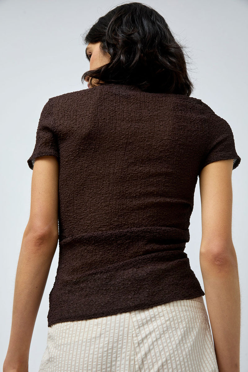 KKCo Gauze Rucked Tee in Brown