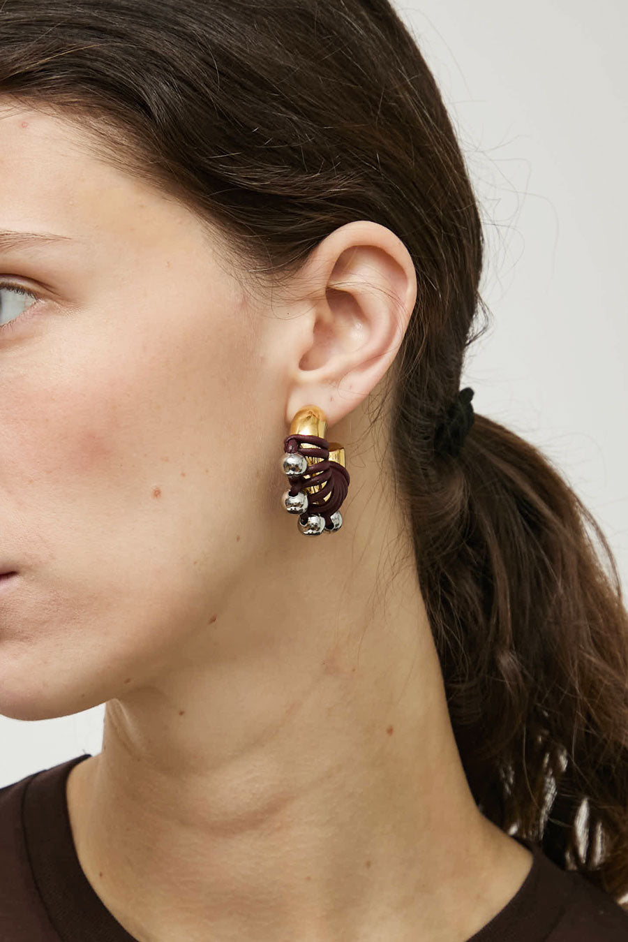 Kitesy Martin Studio La Chunky Earrings in Golden and Burgundy