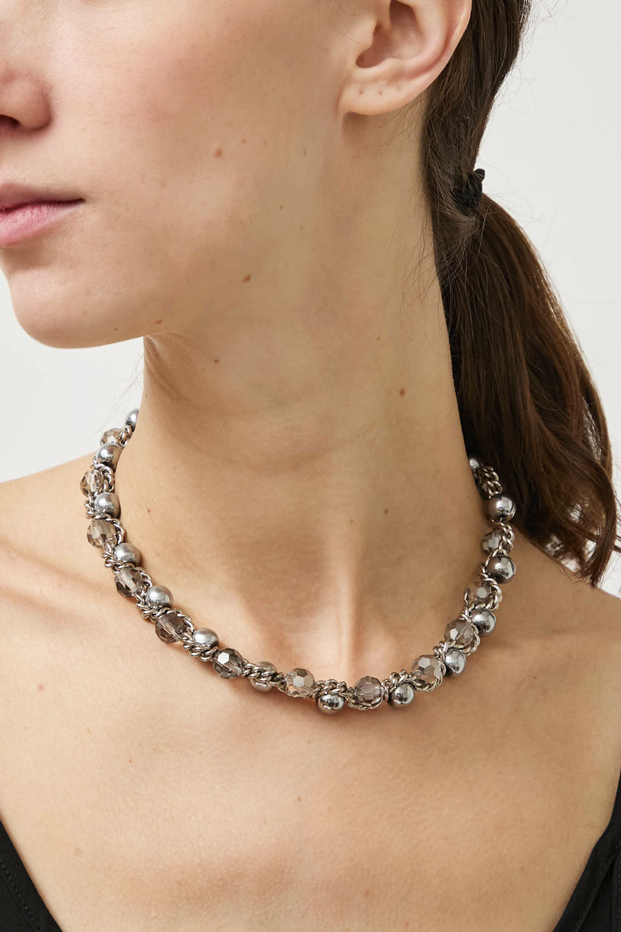 Kitesy Martin Studio Le Serpent Necklace in Silvered and Crystal